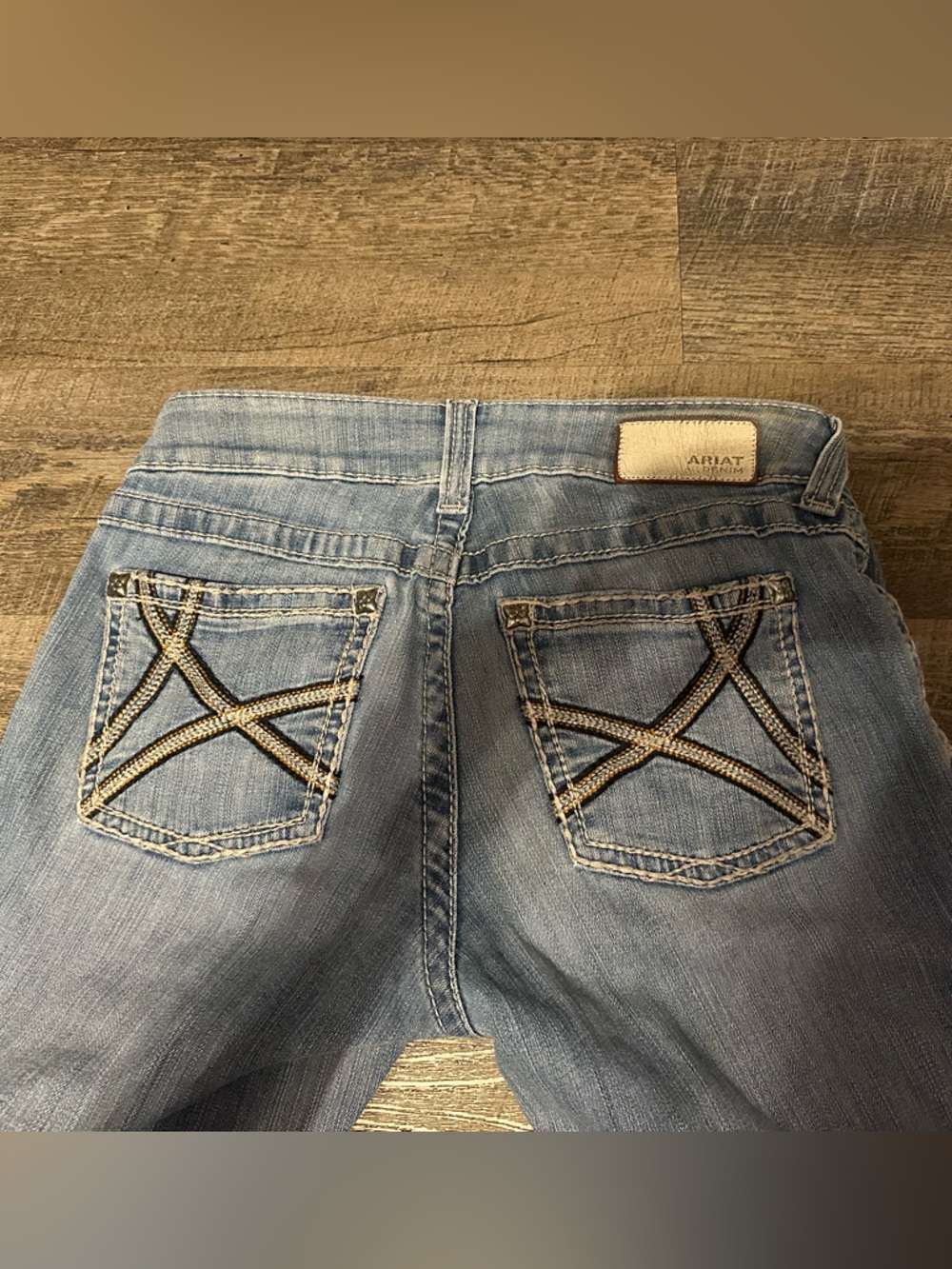 Ariat Light Blue Denim Jeans with Contrast Pocket Stitching